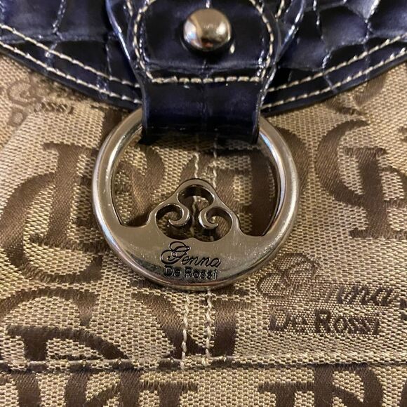 Genna De Rossi Purse, Tan, Brown & Dark Blue/Dark Purplish. (P05) - Picture 3 of 15